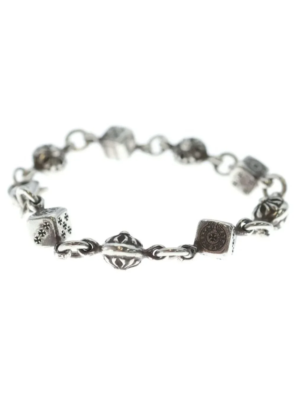 Chrome Hearts Dice No1 Crsbl Cross Ball Bracelet Silver